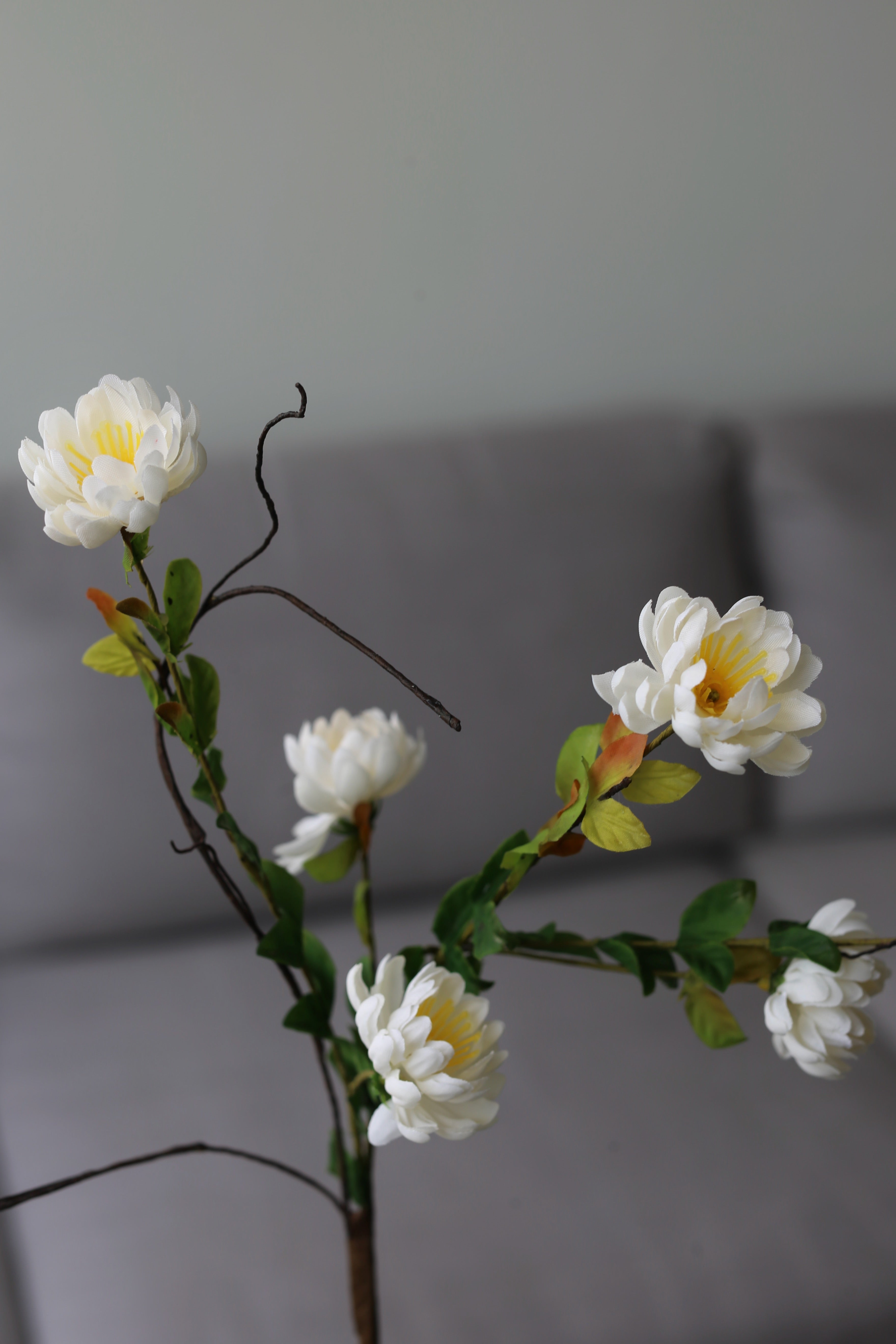 Snow White Chrysanthemum – Luxury Silk Spray